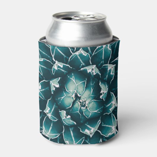 Agave cactus, abstracte blauwe natuur blikjeskoeler (Blikje Voorkant)