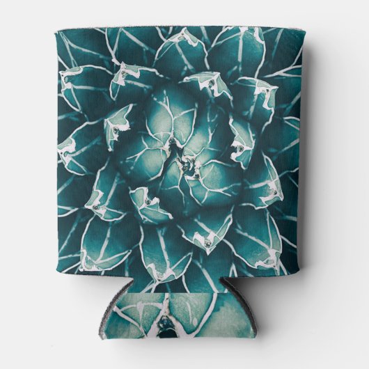 Agave cactus, abstracte blauwe natuur blikjeskoeler (Voorkant)