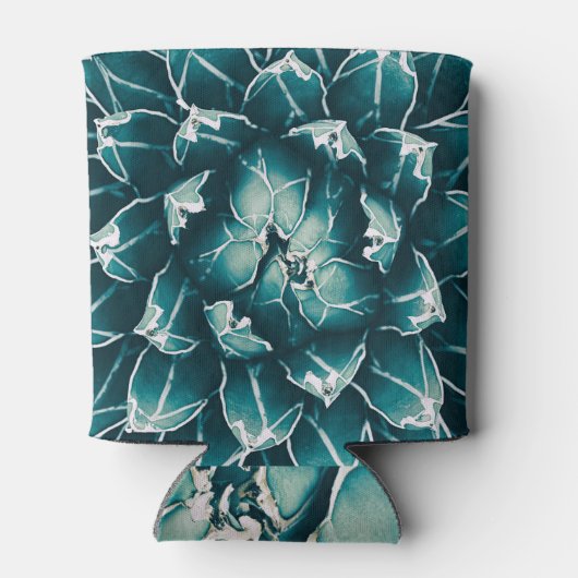 Agave cactus, abstracte blauwe natuur blikjeskoeler (Achterkant)