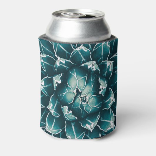 Agave cactus, abstracte blauwe natuur blikjeskoeler (Blikje Achterkant)