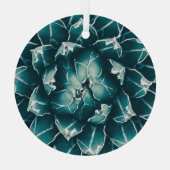 Agave cactus, abstracte blauwe natuur glas ornament (Achterkant)