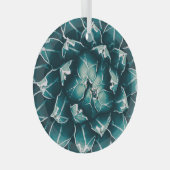 Agave cactus, abstracte blauwe natuur glas ornament (Voorkant Rechts)