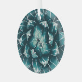 Agave cactus, abstracte blauwe natuur glas ornament (Voorkant links)