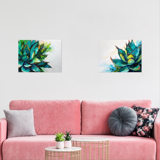 Agave Desert Paintings Art Planten Muurkunst Sets (Woonkamer)