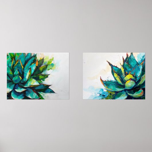 Agave Desert Paintings Art Planten Muurkunst Sets (Voorkant)