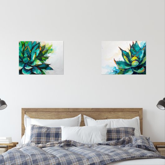Agave Desert Paintings Art Planten Muurkunst Sets (Slaapkamer)