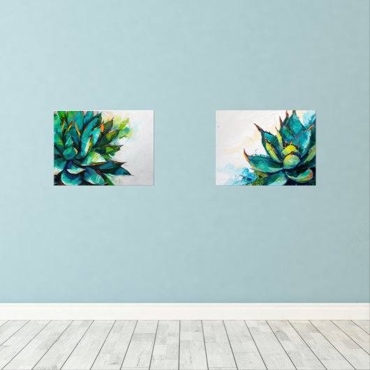 Agave Desert Paintings Art Planten Muurkunst Sets (Houten vloer)