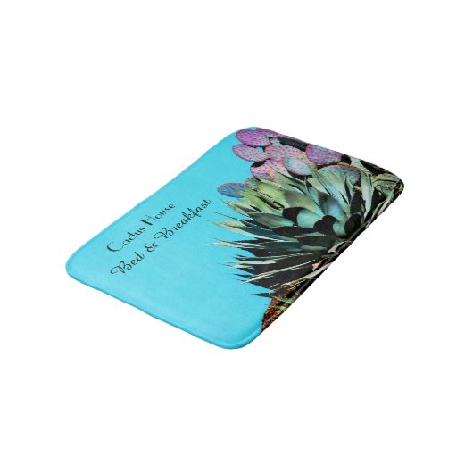 Agave en Prickly Pear Cactus op Turquoise Wall Badmat (Gekanteld)