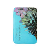 Agave en Prickly Pear Cactus op Turquoise Wall Badmat (Voorkant Verticaal)