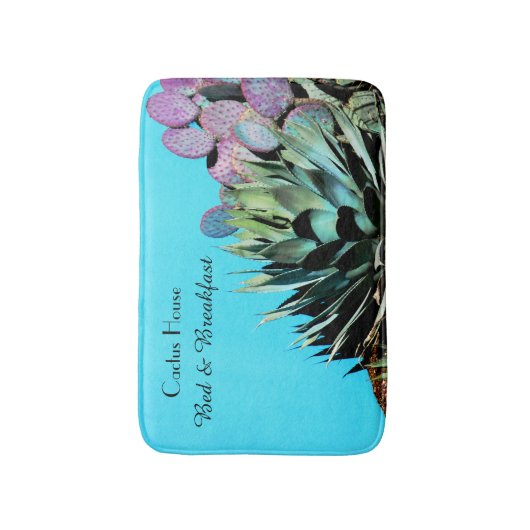 Agave en Prickly Pear Cactus op Turquoise Wall Badmat (Voorkant Verticaal)