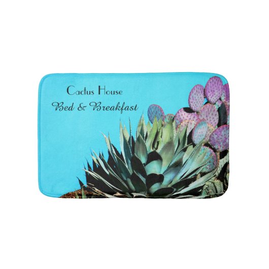 Agave en Prickly Pear Cactus op Turquoise Wall Badmat (Voorkant)