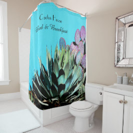 Agave en Prickly Pear Cactus op Turquoise Wall Douchegordijn