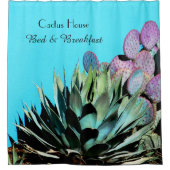 Agave en Prickly Pear Cactus op Turquoise Wall Douchegordijn (Voorkant)