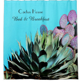 Agave en Prickly Pear Cactus op Turquoise Wall Douchegordijn