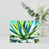 Agave groen plant met blauwe lucht briefkaart (Staand voorkant)