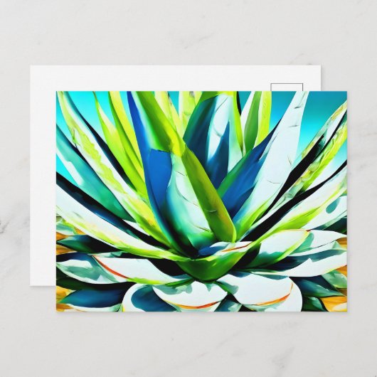 Agave groen plant met blauwe lucht briefkaart (Voorkant / Achterkant)