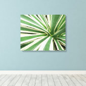 Agave Plant Green en White Striped Canvas Afdruk (Insitu (Houten vloer))