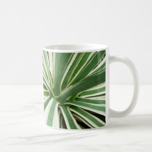 Agave Plant Green en White Striped Koffiemok