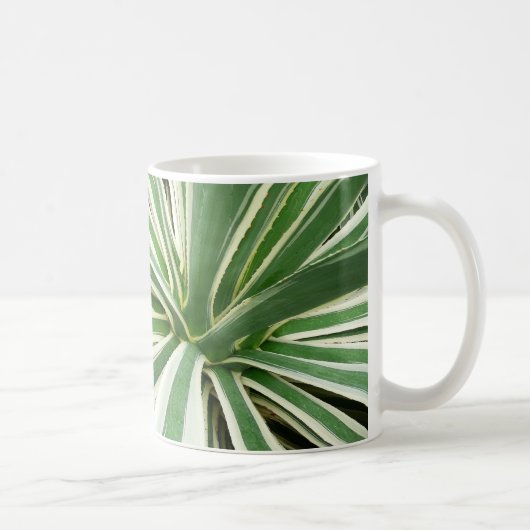 Agave Plant Green en White Striped Koffiemok (Rechts)