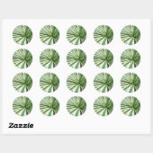 Agave Plant Green en White Striped Ronde Sticker (Vel)