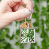 Agave Plant Green en White Striped Sleutelhanger (Hand)