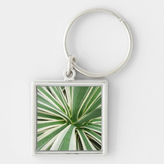 Agave Plant Green en White Striped Sleutelhanger (Voorkant)