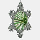 Agave Plant Green en White Striped Tin Sneeuwvlok Ornament (Links)
