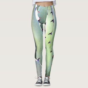 Agave Plant Succulent Blue Cacti botanische woesti Leggings