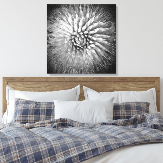 Agave Spikes Black en White Southwest Canvas Afdruk (Insitu (Slaapkamer))
