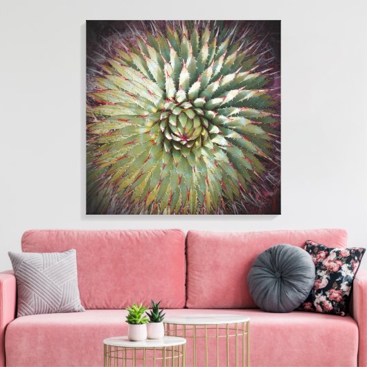 Agave Spikes Green Fine Art Vierkant Canvas Afdruk (Insitu (Woonkamer))