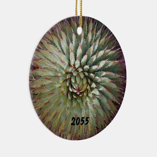 Agave Spikes Groene en Paarse Vakantie Keramisch Ornament (Rechts)