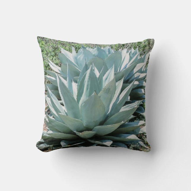 Agave Succulent Plant Cactus Green Sage Throw Pil Kussen (Voorkant)
