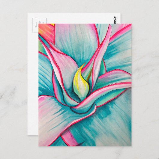 Agave succulente waterverf kunst briefkaart (Voorkant / Achterkant)