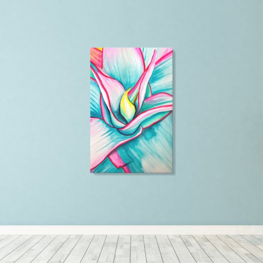 Agave succulente waterverf kunst canvas afdruk (Insitu (Houten vloer))