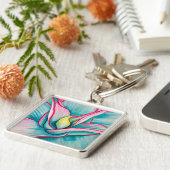 Agave succulente waterverf kunst sleutelhanger (Zijkant)