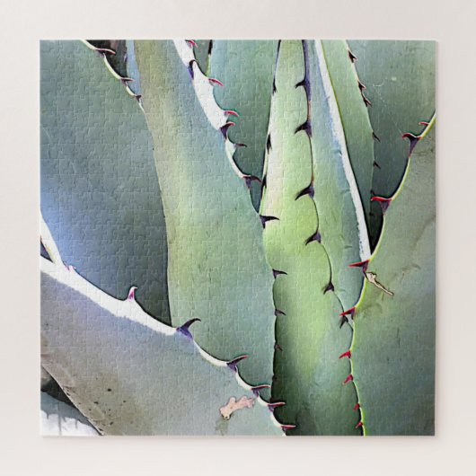 Agave vetplant cactus groen legpuzzel (Verticaal)