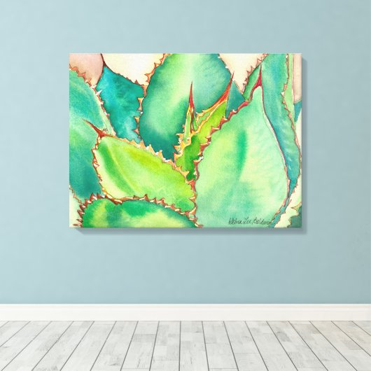 Agave Waterverf door Debra Lee Baldwin Canvas Afdruk (Insitu (Houten vloer))