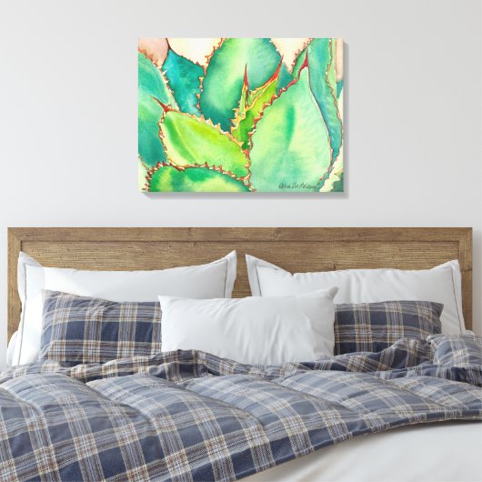 Agave Waterverf door Debra Lee Baldwin Canvas Afdruk (Insitu (Slaapkamer))