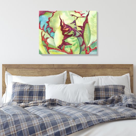 Agave Waterverf door Debra Lee Baldwin Canvas Afdruk (Insitu (Slaapkamer))