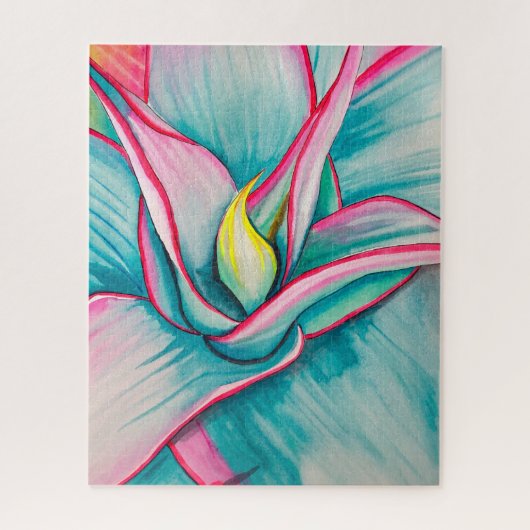 Agave waterverf sappige kunst legpuzzel (Verticaal)