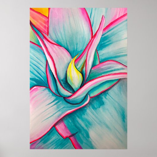 Agave waterverf sappige kunst poster (Voorkant)