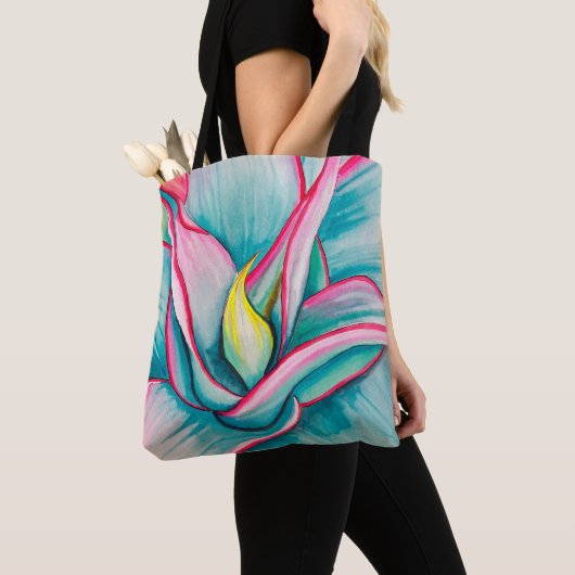 Agave waterverf sappige kunst tote bag (Dichtbij)