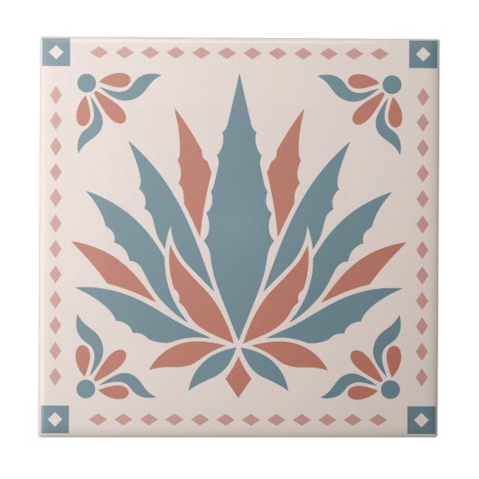 Agave - Zuidwestelijke Folk Pattern Tegeltje (Voorkant)