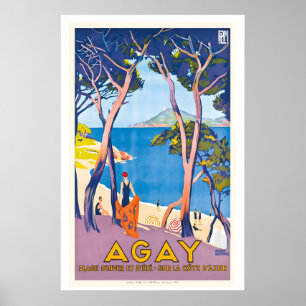 Agay Provence Côte d'Azur Frankrijk Vintage Reizen Poster