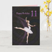 Age 11, a ballerina birthday card kaart (Gele Bloem)