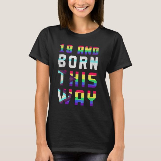 Age 19 Year Old Rainbow Flag Born Gay Pride Lgbt P T-shirt (Voorkant)