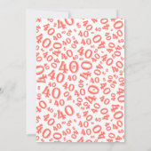 Age 40 Random Number Pattern Coral/White 40th Kaart (Achterkant)