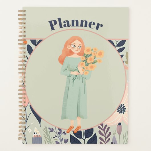 age Green Aesthetic Floral  Planner (Voorkant)