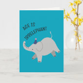 Age is irrelephant - animal punny birthday card kaart (Gele Bloem)