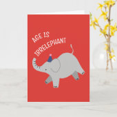 Age is irrelephant - animal punny birthday card kaart (Gele Bloem)